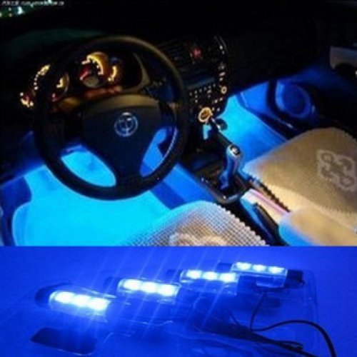Itian 4 x 3 Atmosfera LED Auto Luci di Incandescenza Decorativa Interna Blu Lamp