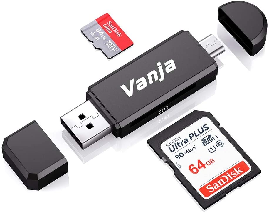 Vanja Lettore di Schede di Memoria SD/Micro SD, Adattatore Micro USB OTG e Lettore di Lchede USB 2.0 TF per con Computer/Android Smartphone/Tablet con OTG Funzione