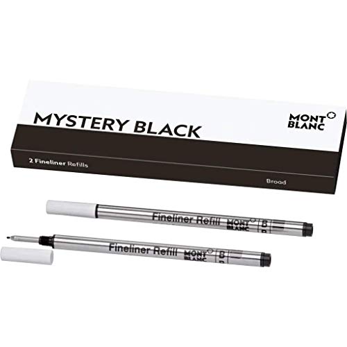 Montblanc 105170 - Refill (B) per fineliner e roller, Mistery Black (nero) – Ricariche di alta qualitá, punta spessa, 1 x 2 Refill