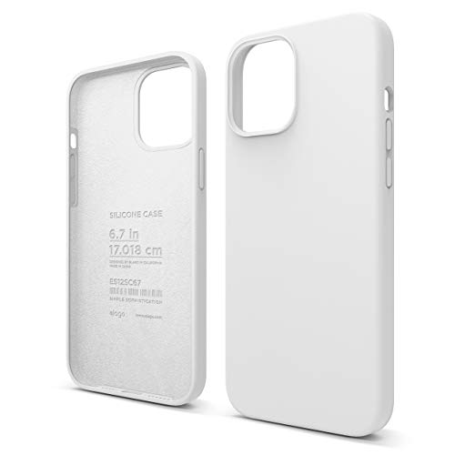 Elago Silicone Liquido Custodia Cover Compatibile con iPhone 12 PRO Max Case (6.7”), Silicone Liquido Premium, Protezione Full Body : Case Antiurto 3 Strati (Bianco)