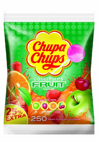 Chupa Chups Lollipops Frutta, Lecca-lecca alla Frutta, Mela, Fragola, Arancia, Ciliegia, 250 Pezzi, 3 kg