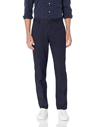 Amazon Essentials - Pantaloni chino da uomo, dritti, resistenti alle pieghe, parte anteriore piatta, Blu (Navy), W38 x L30