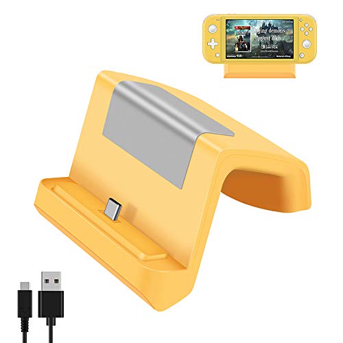 Dock di Ricarica per Nintendo Switch, Dock di Ricarica per Nintendo Switch Lite, Shumeifang Dock per Ricarica compattoportatile per switch , porta di ingressoalimentazione USB C - Giallo