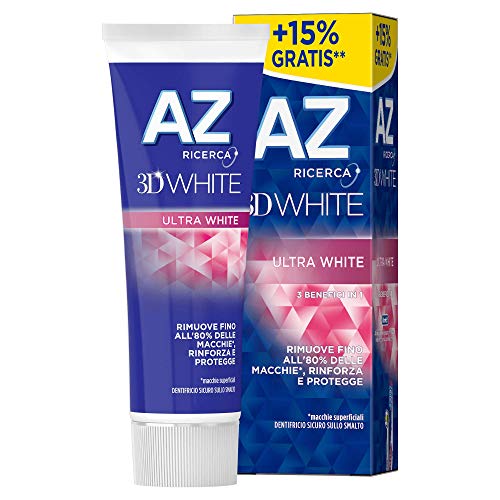 AZ 3DWhite Sbiancante Ultra White Dentifricio, Bianco Brillante, 75 ml