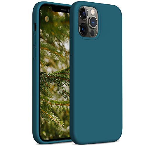 YATWIN Cover Compatibile con iPhone 12 PRO Max 6,7'', Custodia per iPhone 12 PRO Max Silicone Liquido, Protezione Completa del Corpo con Fodera in Microfibra, Verde Scuro