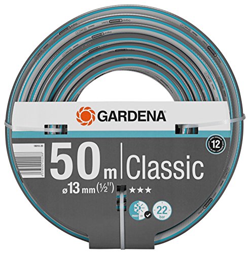Gardena Tubo Gardena Classic 13 mm (1/2 pollice), 50 m: tubo da giardino universale in robusta trama incrociata, pressione di scoppio di 22 bar, resistente alla pressione e ai raggi UV (18010-20)