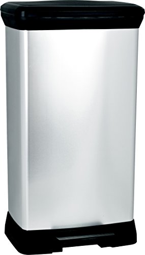 Curver 187 177 - Pattumiera con Pedale (50 L, Polipropilene, Metallo, 39 x 29 x 73 cm), Polipropilene, Metallo, 50 L