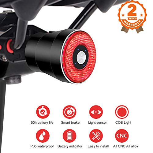 Intelligente bici Fanale posteriore,USB ricaricabile della luce della bici impermeabile luce della coda luminosa eccellente della bicicletta,4 modalità,400mAh batteria,indicatore di potere per la Luc