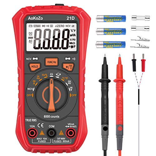 Multimetro Digitale Automatico,AoKoZo 21D 6000Conti Tester Digitale,TRMS(Dimensioni147*71*45 mm)