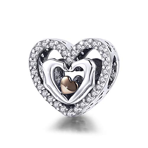 Ciondolo a forma di cuore in argento Sterling 925, compatibile con braccialetti Pandora, idea regalo, come promessa d’amore Stile 4