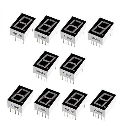 Oiyagai 10 pezzi catodo comune 10-pin 1 bit 7 segmenti 1,4 cm display a LED rossi tubo digitale Common Cathode
