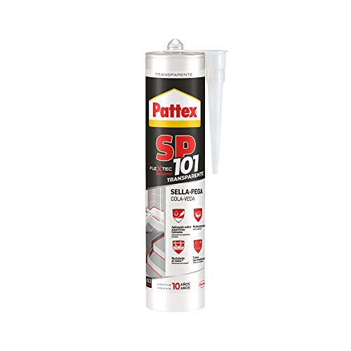 Pattex SP101, sigillante trasparente per interni ed esterni, sigillante liquido sigilla e incolla multimateriale, sigillante polimerico in cartuccia, 1x280ml