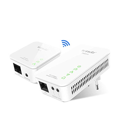 Tenda PW201A+P200 Kit Powerline WiFi, 2.4Ghz 300Mbp su Powerline, 1 Porte Ethernet, Plug and Play, HomePlug AV, 2*Internal antenna (1*WPS/Reset), Bianco