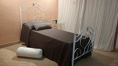 Letto singolo in ferro battuto Cuore bianco decorato oro