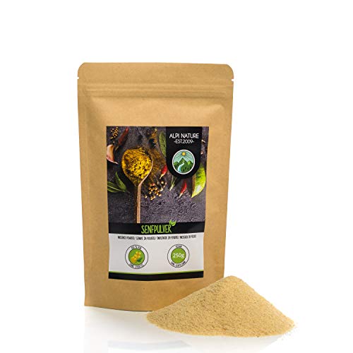 Senape in polvere (250g), 100% naturale di semi di senape, semi di senape delicatamente essiccati e macinati, senza additivi, vegani