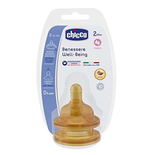 Chicco 00020822200000 Benessere Tettarella Flusso Medio, Caucciù, Arancione , 2 Mesi +, 2 Pezzi