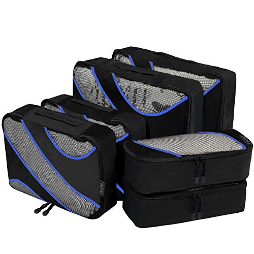 Eono by Amazon - Set di 6 Organizer per Valigie Organizzatori da Viaggio Sistema di Cubo di Viaggio Cubo Borse di Stoccaggio Luggage Packing Organizers Travel Packing Cubes, Nero