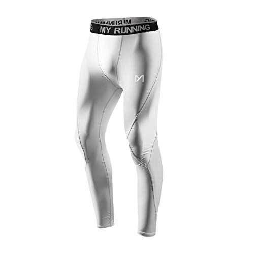 MEETYOO Leggings Uomo, Calzamaglie Sportive Pantaloni Fitness Compressione Baselayer per Jogging Ciclismo Running,Blu,XXL