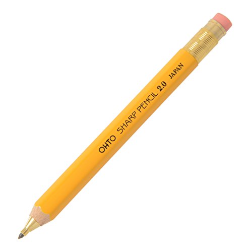 OHTO matita meccanica legno affilato con gomma 2.0, 2.0mm, corpo giallo (APS-680E-giallo)