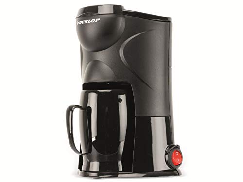 Dunlop - Macchina da caffè da 1 tazza, 170 W, con filtro permanente, ideale per viaggi, collegamento all'accendisigari, per auto, camion, camper, con interruttore on/off