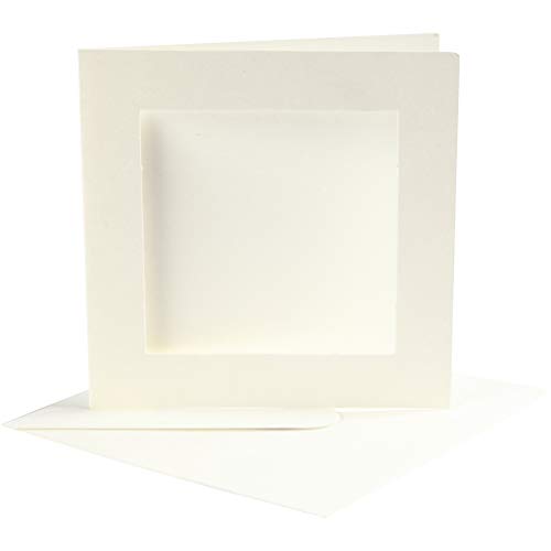 Art-Manufacture-Design - Biglietti con passepartout di forma quadrata, 12,5 x 12,5 cm, 10 pz, colore: Bianco grezzo