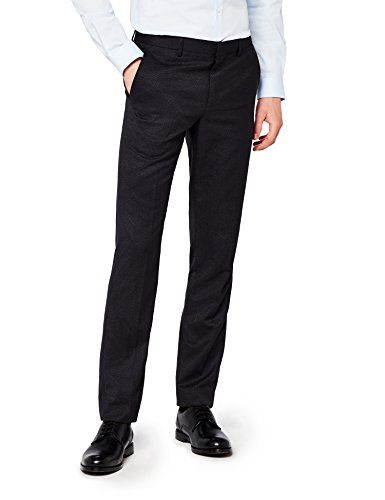 Marchio Amazon - Hem & Seam Pantaloni Formali Slim Fit Uomo, Blu (Navy), 34W / 29L, Label: 34W / 29L
