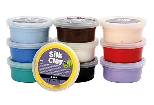 Creativ - Pasta per modellaggio Silk Clay  Basic 1 (I) , colori assortiti, 10 x 40 g