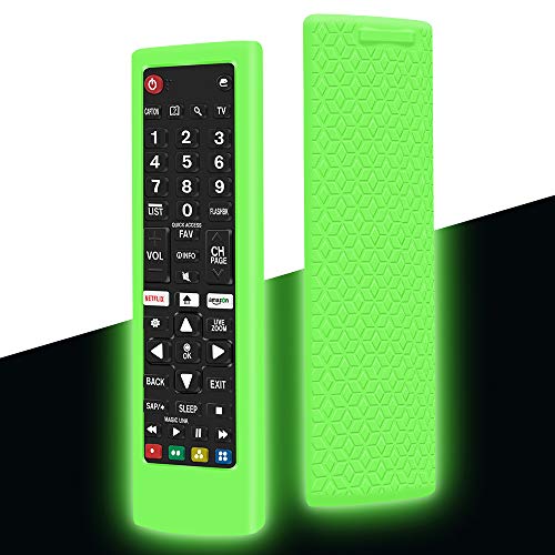 Custodia in Silicone per LG Telecomando AKB75095308 AKB74915324 AKB73715601 AKB75095307 Telecomando, Anti-Scivolo Antiurto Protettiva Cover Cassa Copertura per LG Smart TV Remote (Verde Fluorescente)