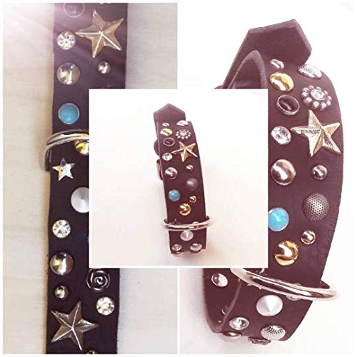 Collari per cani, con borchie miste, in pelle colore nero, Handmade