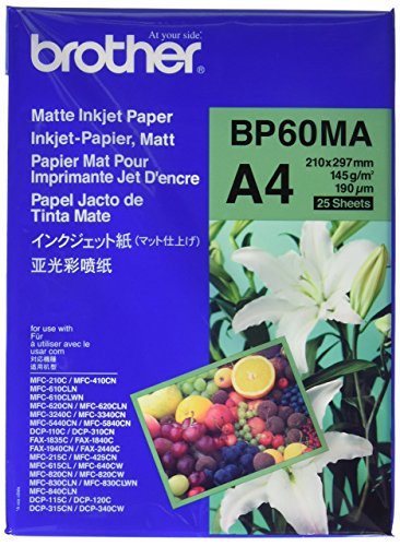 Brother BP60MA Confezione da 25 fogli Carta Originale Opaca, Formato A4, 145 g/m²
