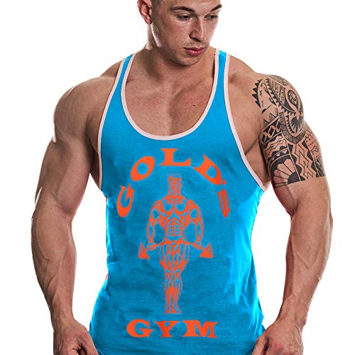 Gold's Gym, Muscle Joe Contrast Vest, Canottiera da uomo TURCHESE/ARANCIO S