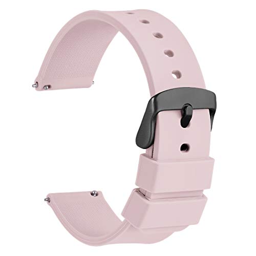 WOCCI 14mm Orologi Cinturino in Silicone con Fibbia Nera per Uomo Donna, Rosa Chiaro