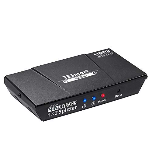 TESmart 1x2 HDMI Splitter 4K HDMI Powered 1 in 2 Out HDMI Splitter Dual Monitor Duplicazione di video e audio per Ultra HD 2160P 4K x 2K @60Hz / HDCP/ 3D e HDR/HD STB(nero)