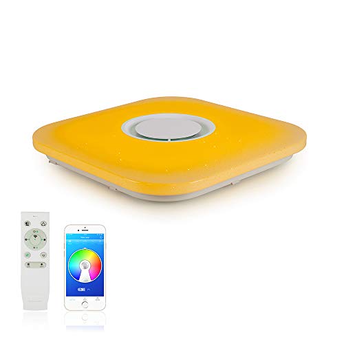 MAKELONG Moderne plafoniere musicali a LED con altoparlante Bluetooth,36W 380mm 3000lm,3000-6500K + RGB regolabili, modalità luci notturne, APP e telecomando 2.4G,Lampadario per Camera Da Letto