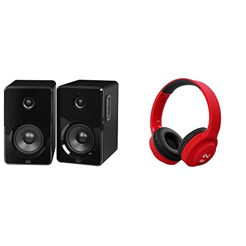 Trevi AVX 570 S2 Altoparlanti Amplificati Bluetooth, USB, MicroSD + DJ 601 M Cuffia Hi-Fi Digital Stereo, Microfono Integrato, Cavo 1.2m, Rosso