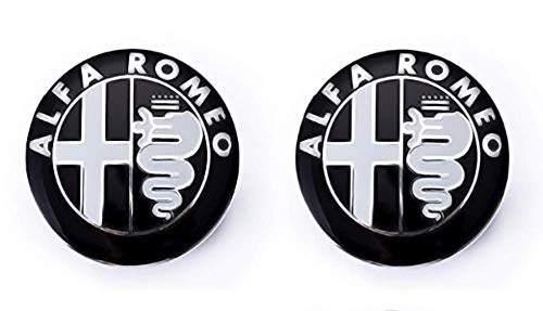 Confezione di emblemi per cofano e baule da 74 mm di ricambio. Badge nero (2 unità)