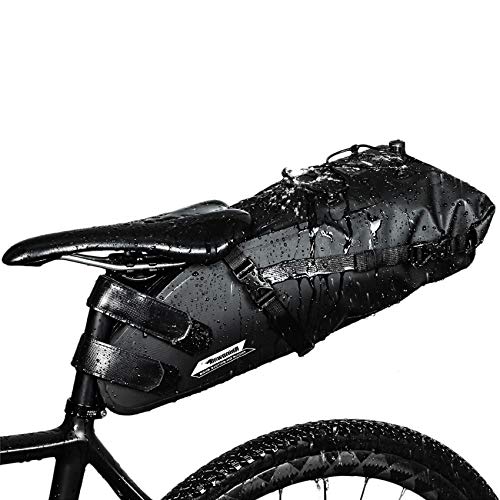 Rhinowalk Borsa della Sella per Bicicletta Impermeabile Borsa Sottosella con Tasca Borsa Bicicletta da Sella per Ciclismo/MTB/Bici (Nero-10L)