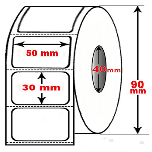 DIMATICA - Rotolo Da 1800 Etichette Adesive Mm 50X30 Termiche 1 Pista Anima 40