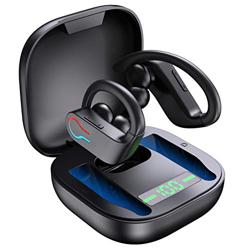 Cuffie Bluetooth 5.1 Bassi Potenziati, Auricolari Sport Senza Fili IP7 Impermeabili, In Ear Cuffie Auricolari Wireless Running con HD Microfono,  40 Ore di Riproduzione per Correre, Nere