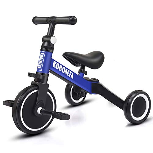 KORIMEFA 3 in 1 Triciclo Bambini 1 Anno Bicicletta Senza Pedali 2 Anni Bambini Triciclo per Bambini 1-3 Anni (Blu)