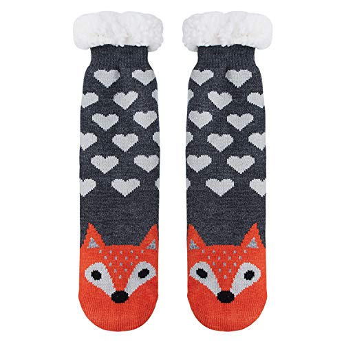 Goodstoworld Slipper Socks Woman Donna Non Slip Ultra Warm Fluffy Christmas Knitted Calzini Antiscivolo Natale Calze Invernali pelose Calde Casa Calzettoni