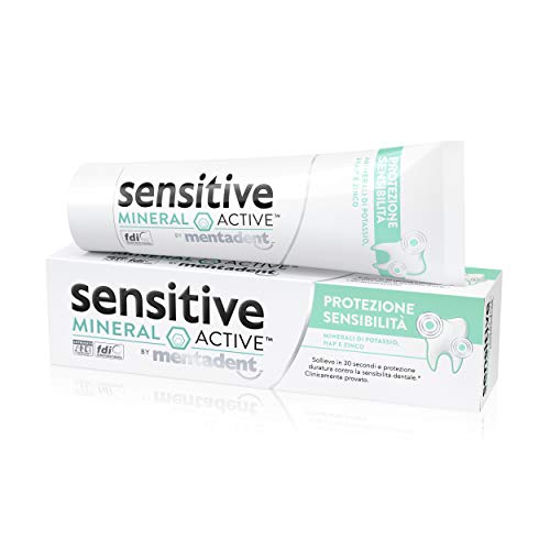 Mentadent Dentifricio Sensitive Mineral Active Protezione Sensibilità, Protegge i Denti Sensibili e Allevia la Sensibilità Dentale, 75 ml