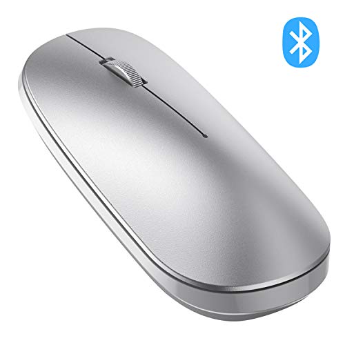 OMOTON Mouse Bluetooth Wireless Argento Compatibile con iPad e iPhone (iPadOS 13/ iOS 13 o successiva), Macbook, Windows e Android, Mouse senza filo, Click Silenziosi