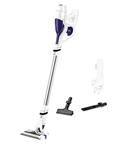 Rowenta RH9021 Air Force 360 Max Scopa Ricaricabile Senza Fili, Autonomia 30 Minuti, Spazzola Motorizzata luci a LED, Adatta per tappeti e parquet, 22 V, 0.5 Litri, 85 Decibel, ABS, Bianco/Blu