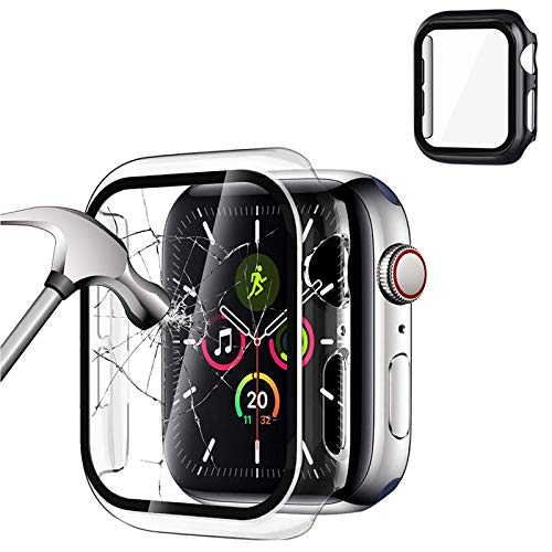 2 Pack Cover Compatible with Apple Watch 40 mm/44 mm Serie 5 / Serie 4, Protezione Vetro TemPerato Integrata