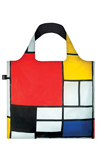 LOQI Museum Piet Mondrian Composition Red Yellow Blue And Black Bag Borsa da spiaggia, 50 cm, 20 liters, Multicolore (Multicolour)