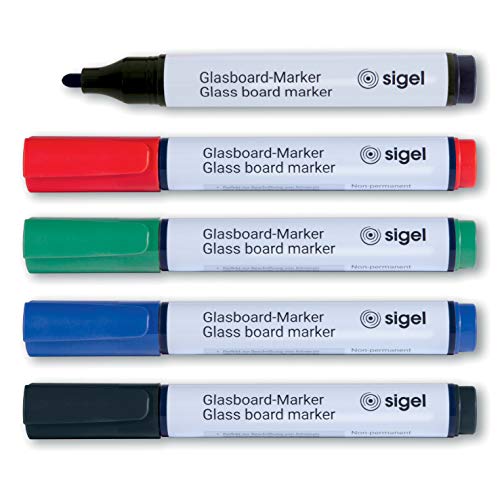 SIGEL GL711 Marcatore per lavagne di vetro / whiteboard, cancellabile, 
