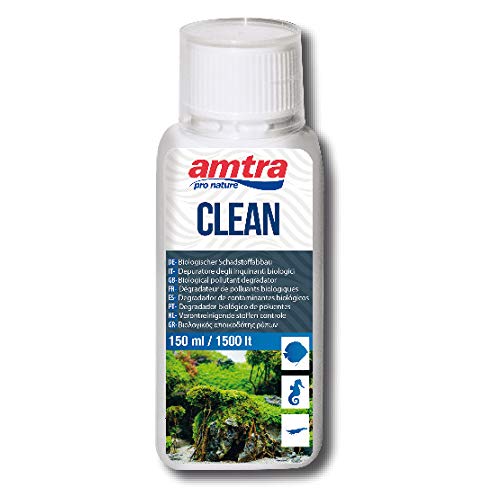 AMTRA CLEAN - Depuratore d'acqua naturale per acquari, Trattamento naturale dell'acqua per acquari, Riduce i cambi d'acqua, Formato 150 ml