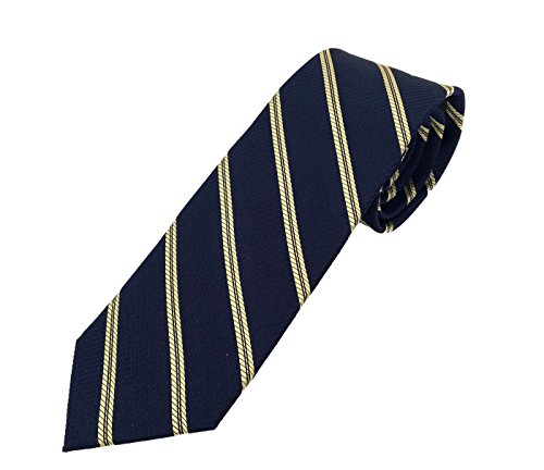 Cravatta blue a righe oro di pura seta, di Pietro Baldini, Cravatte Uomo eleganti