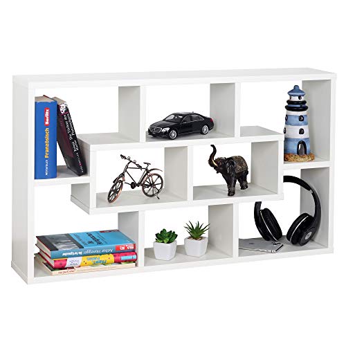 RICOO WM050-WM Scaffale da parete 85x48x16cm Mensola da muro Libreria sospesa Organizer salvaspazio Biblioteca universale Legno bianco opaco